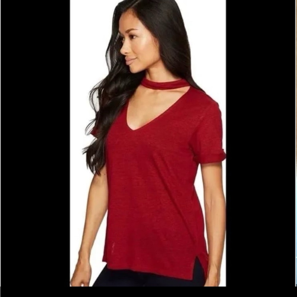 Sanctuary Joanna Choker V-Neck Red Top